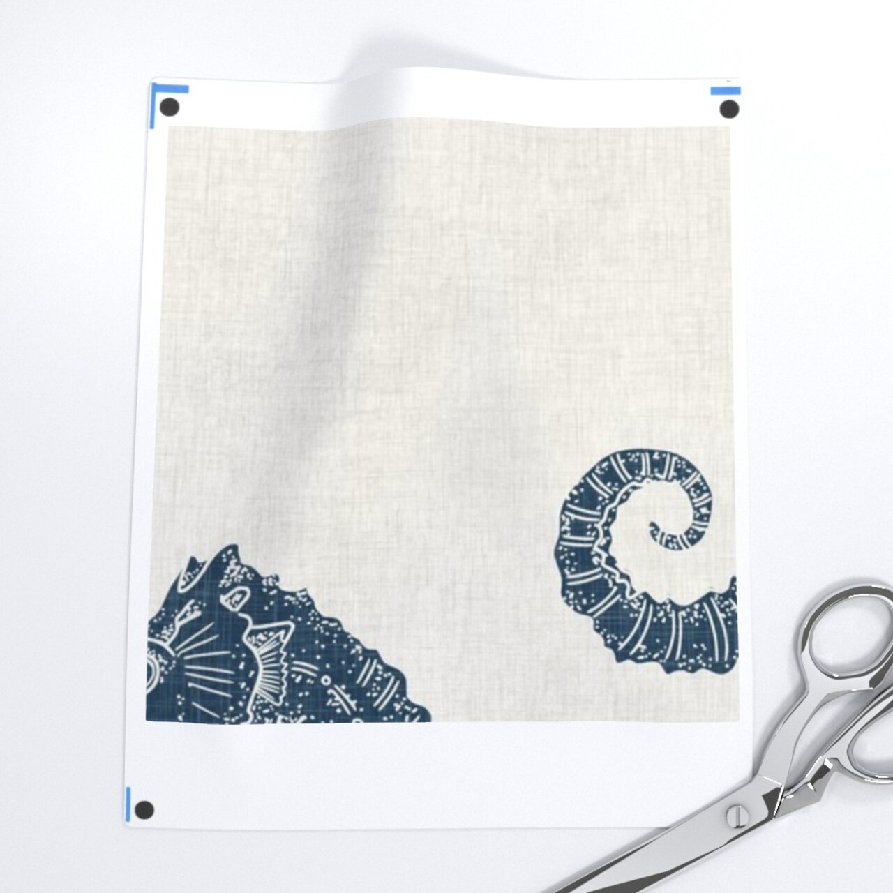 Coastal Seahorse Beach Sealife Sea Ocean Nautical Blue Cream Maritime Xl Scale Custom Removable Wallpaper by Spoonflower Peel & Stick Wallpaper 2FT Wide